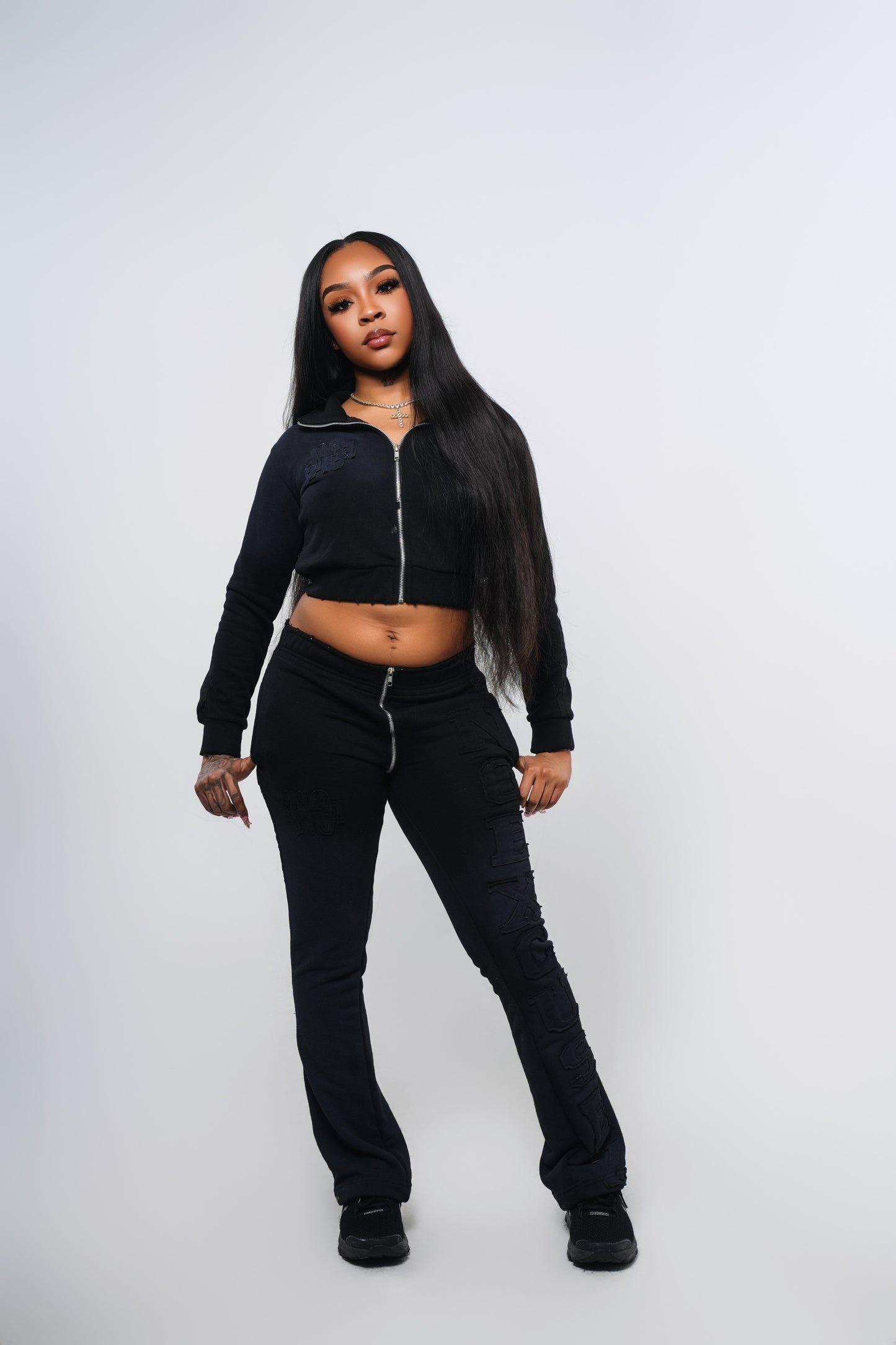 Womens Black Sweatsuit